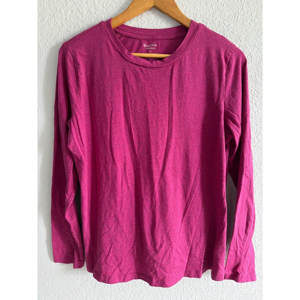 Long Sleeve Simply Vera Vera Wang Tee Women XL Magenta Excellent
